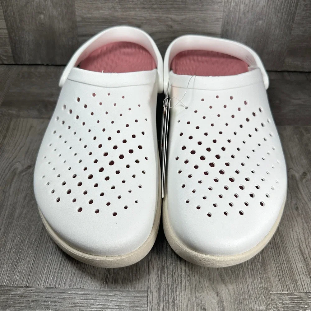 Crocs InMotion Men 12 White Pink Breathable Comfort Slip On NEW